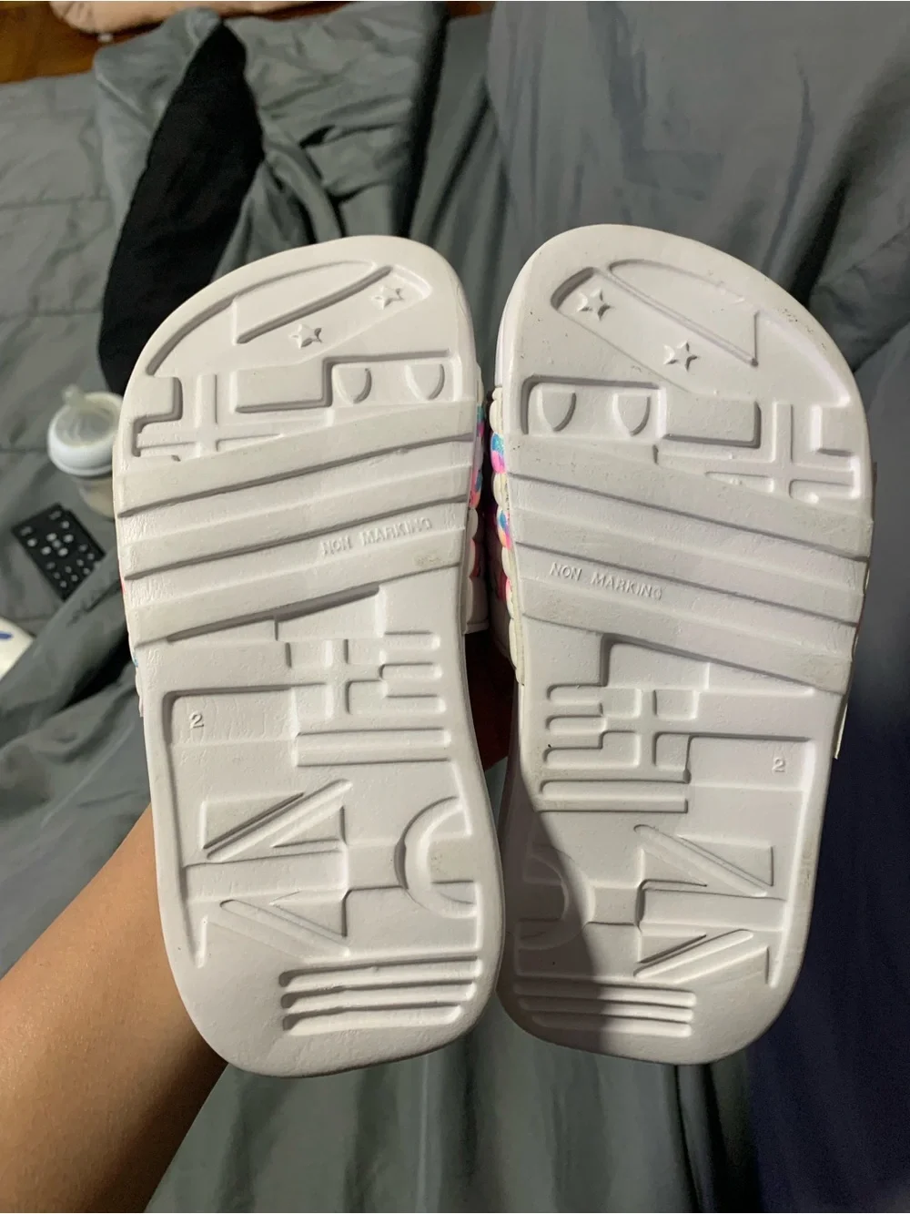 adidas Hot Pink Slide Sandals with Iridescent Accents